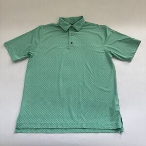 FJ FootJoy Polo‎ Shirt Mens Medium All Over Print Golf Performance Oakhurst Logo